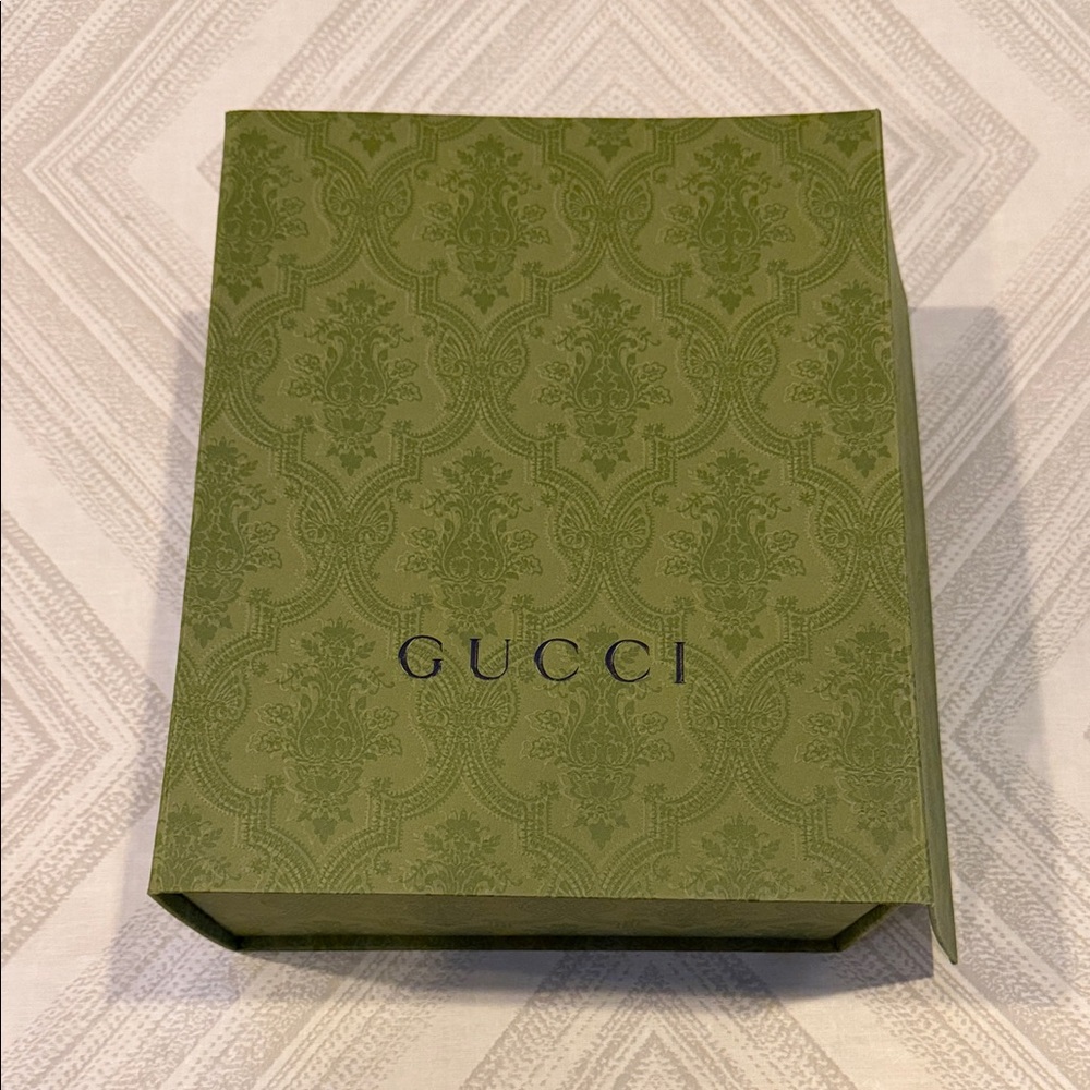 Gucci Olive Green Embossed Rectangular Empty Box … - image 1